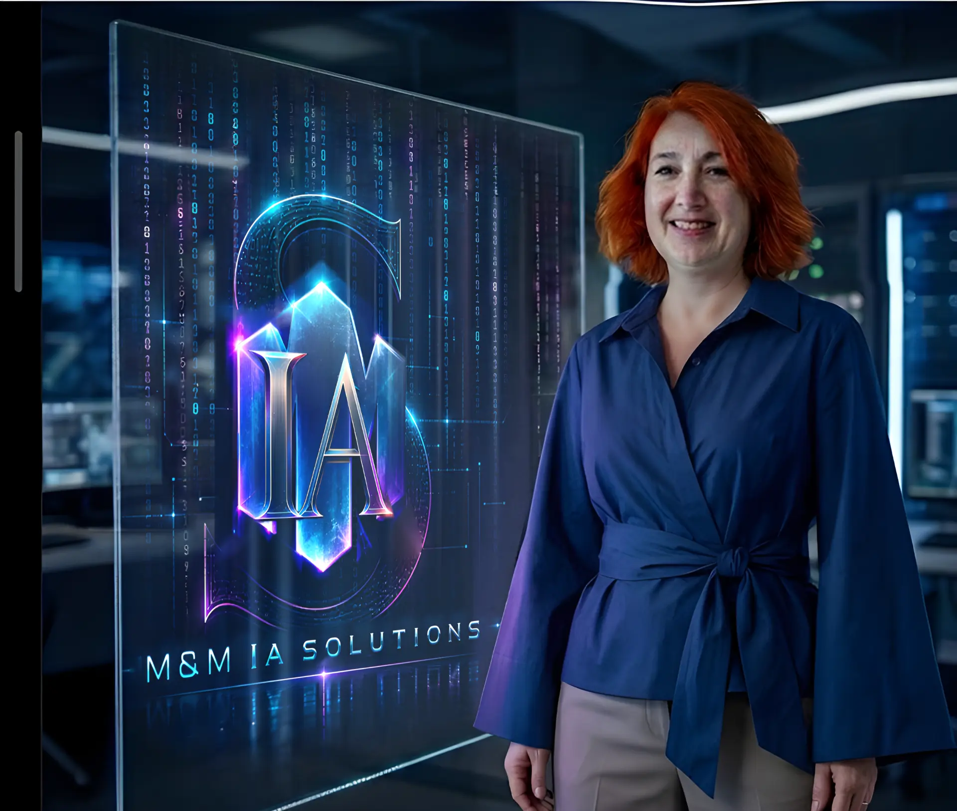 Montse Mas junto al logotipo de M&M IA Solutions
